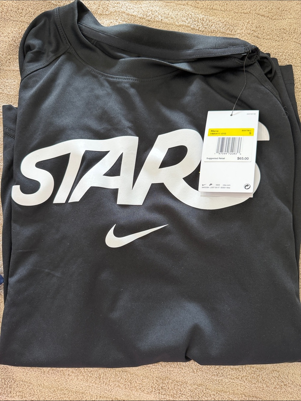 Nike Black Long sleeve Tee with White START Graphic and Swoosh
